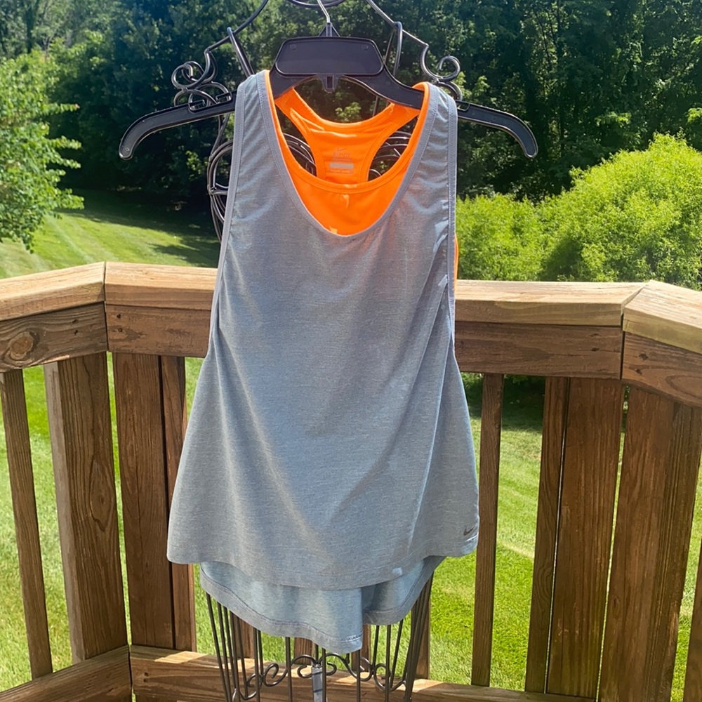 Nike running top with built in sports bra, size small